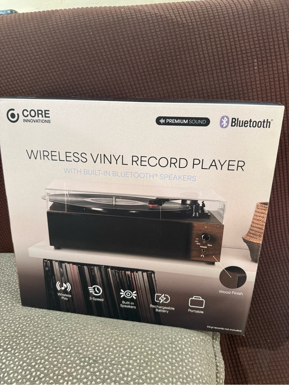 Core Innovations Wireless Vinyl Record Player - Black with Wood Finish